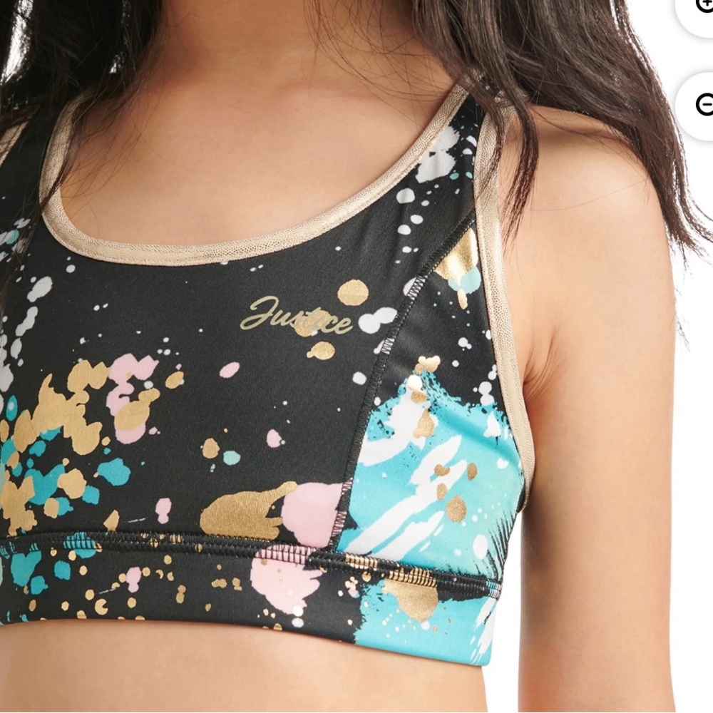 JUSTICE. Girls Metallic Reversible Athletic Sports Bra. Size XL. 16/18.